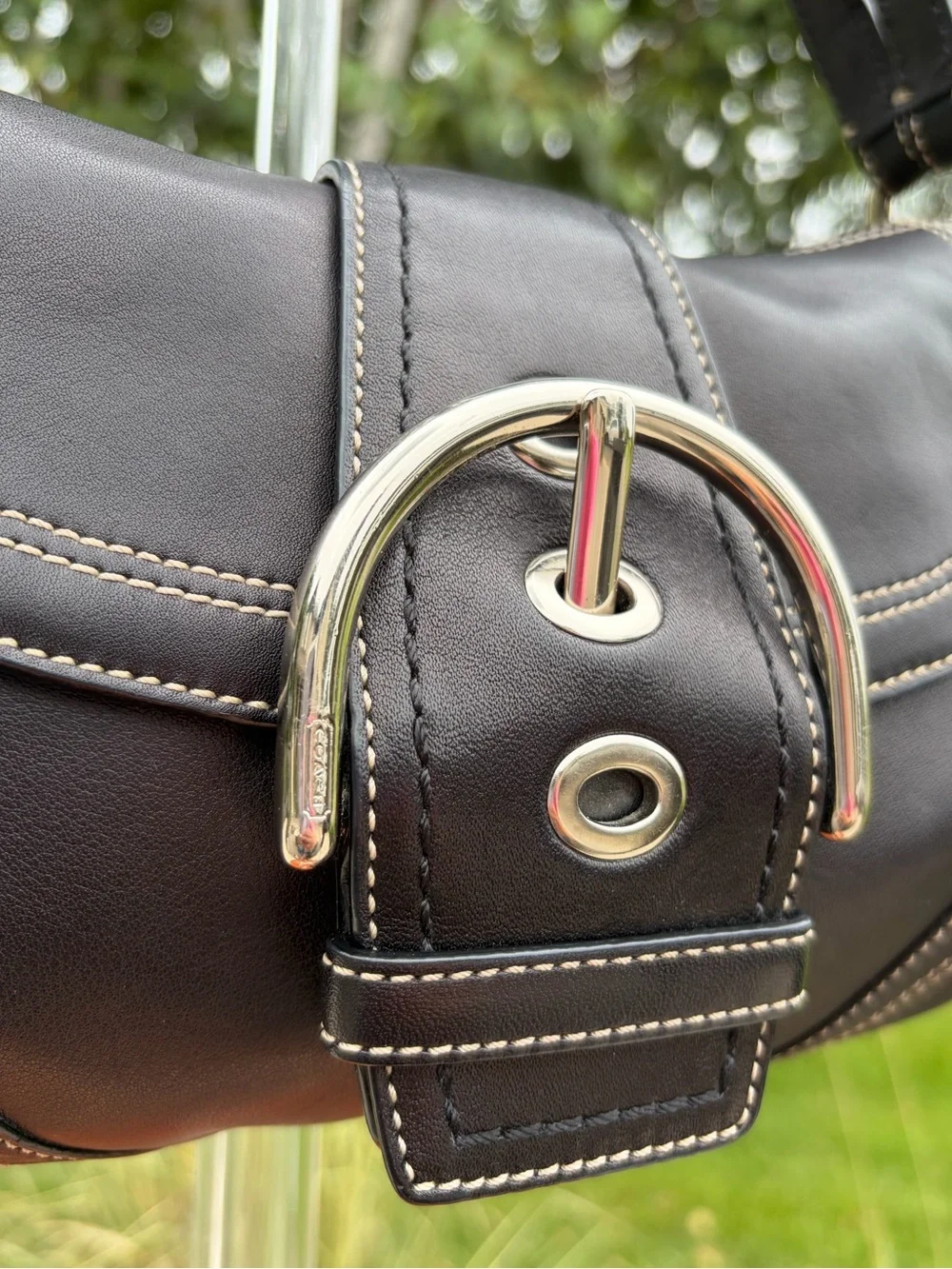 Vintage COACH Soho Flap Shoulder Bag Black Leather 10316 - Picture 6 of 17